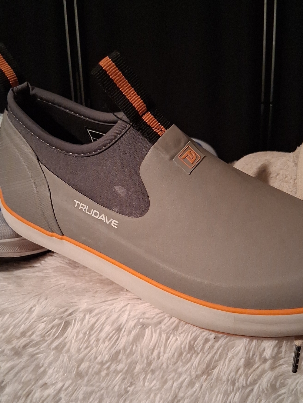 TRUDAVE Men’s Slip-On Casual Shoe in Gray with Orange Accent Water  Shoes